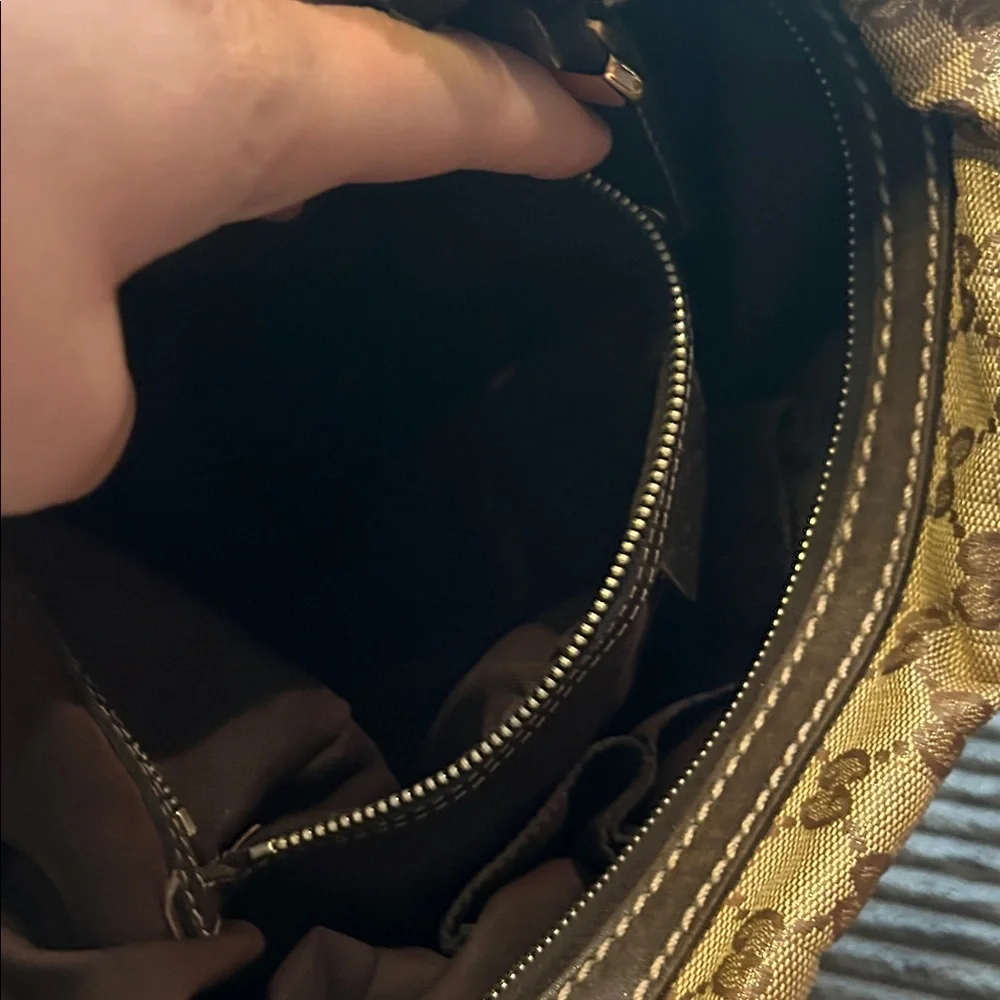 Gucci Crystal Tan & Dark Brown Monogram Hobo Shoulder Bag - Picture 14 of 16